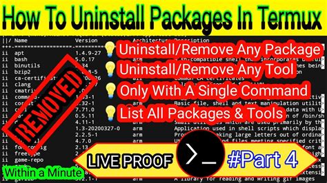 You can list <b>all</b> available <b>packages</b> by entering the command apt -list. . Termux uninstall all packages